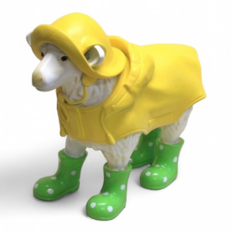 Schaf im Mantel mit Gummistiefel grün, klein